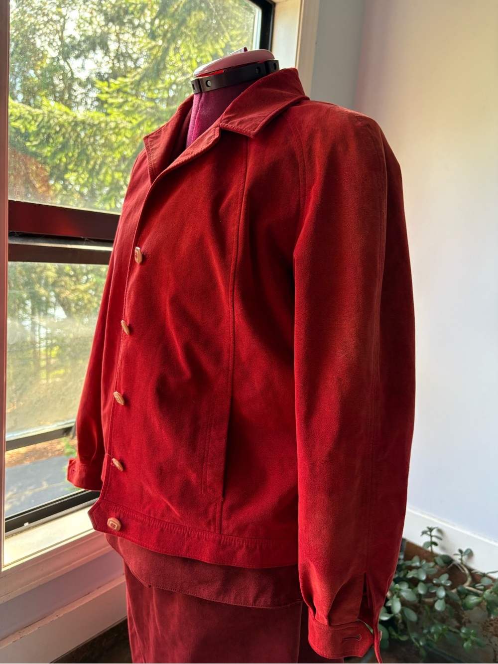 Women's Red Button-Front Jacket - Picture 7 of 9